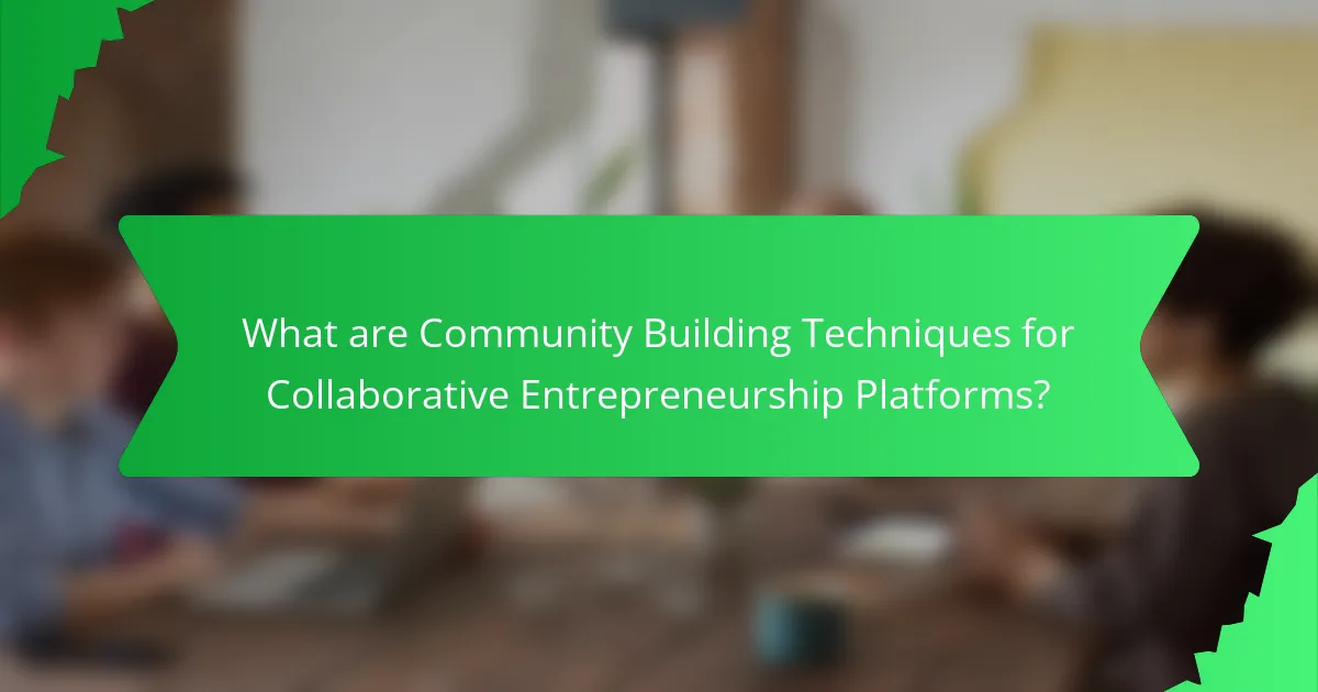What are Community Building Techniques for Collaborative Entrepreneurship Platforms?