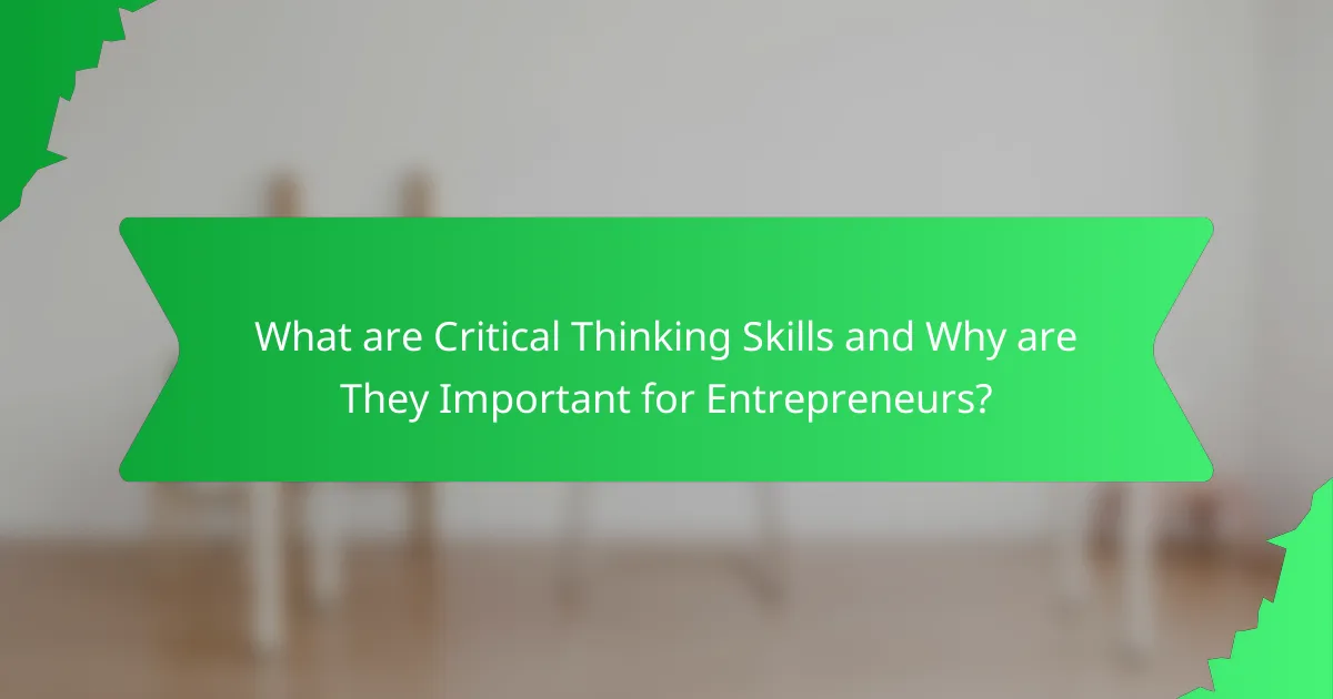 What are Critical Thinking Skills and Why are They Important for Entrepreneurs?