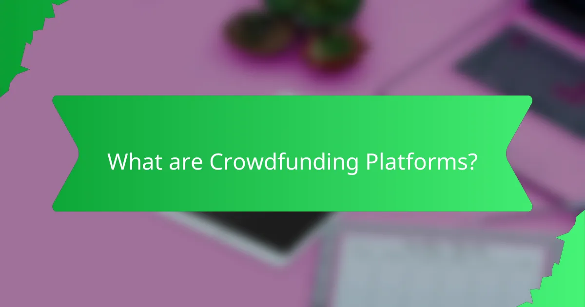 What are Crowdfunding Platforms?