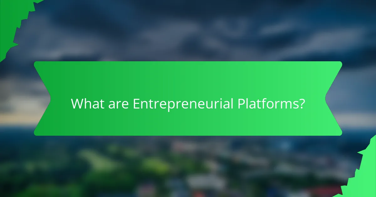 What are Entrepreneurial Platforms?