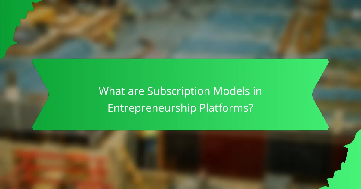 What are Subscription Models in Entrepreneurship Platforms?