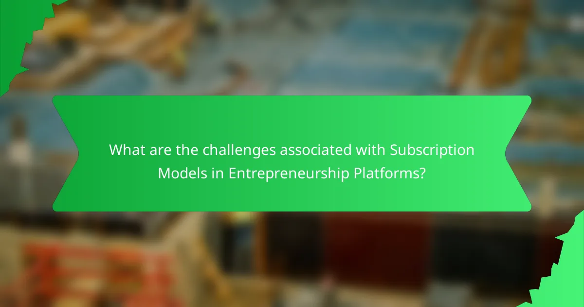 What are the challenges associated with Subscription Models in Entrepreneurship Platforms?