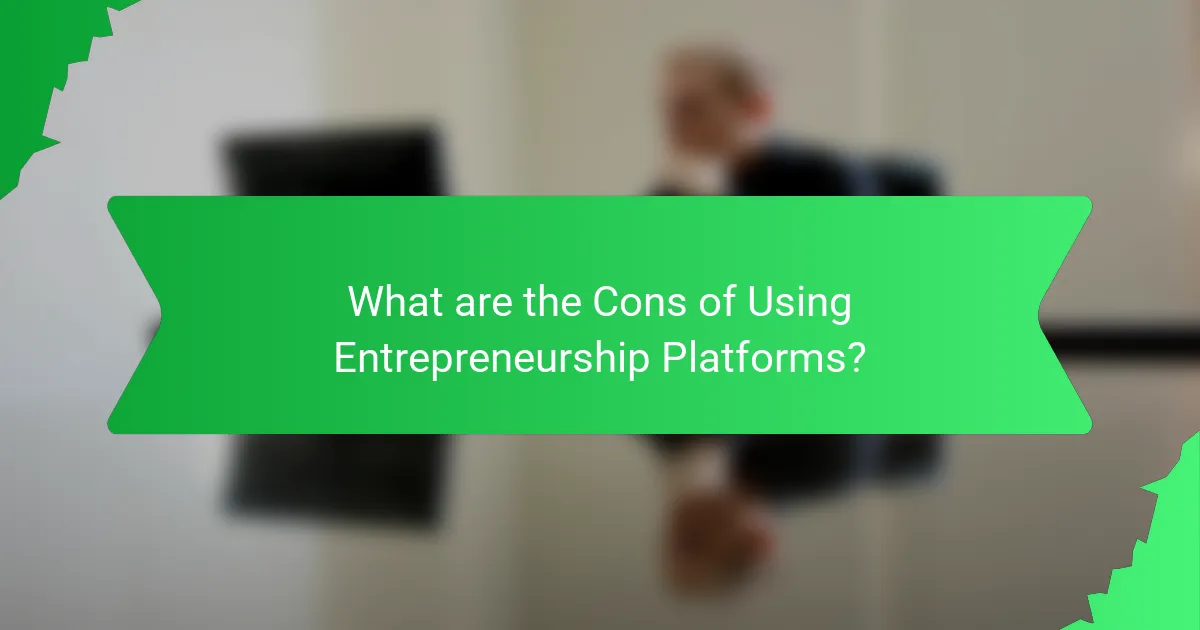 What are the Cons of Using Entrepreneurship Platforms?