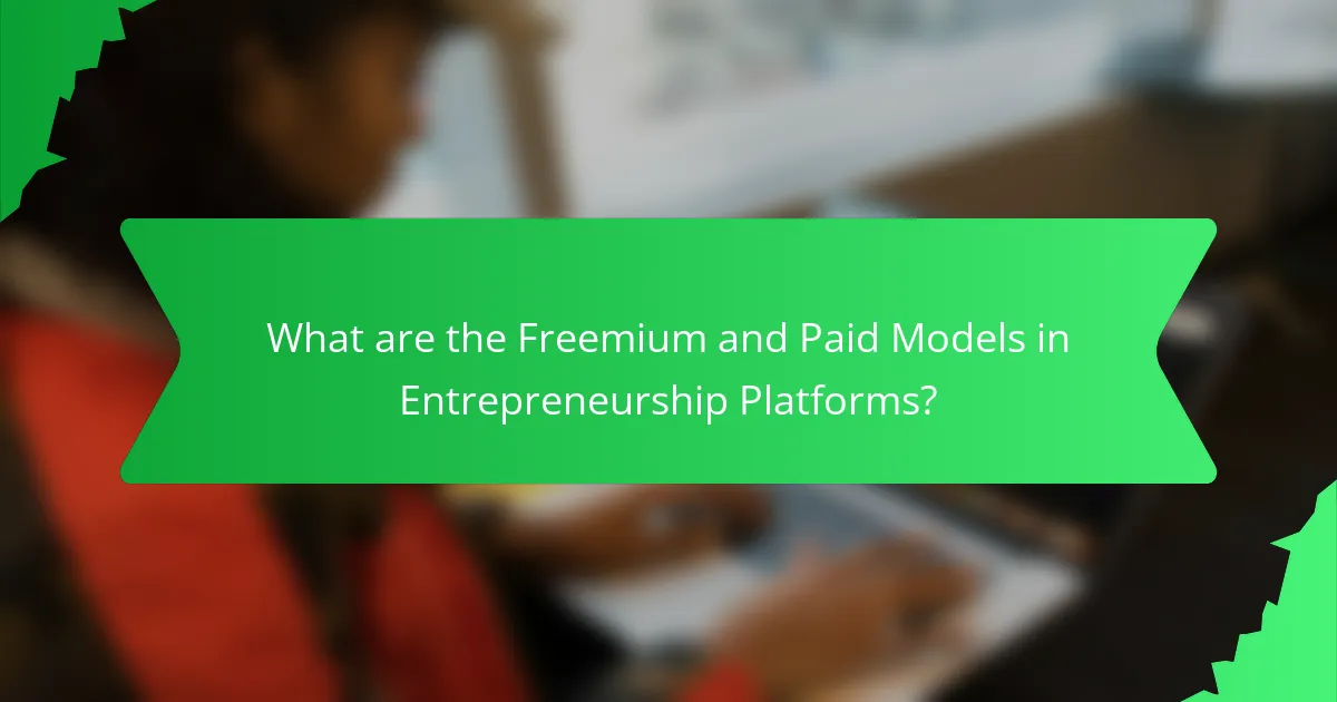 What are the Freemium and Paid Models in Entrepreneurship Platforms?