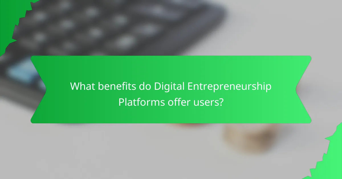 What benefits do Digital Entrepreneurship Platforms offer users?
