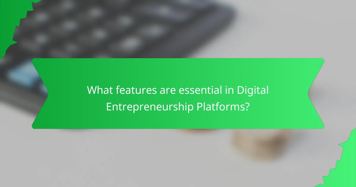 What features are essential in Digital Entrepreneurship Platforms?