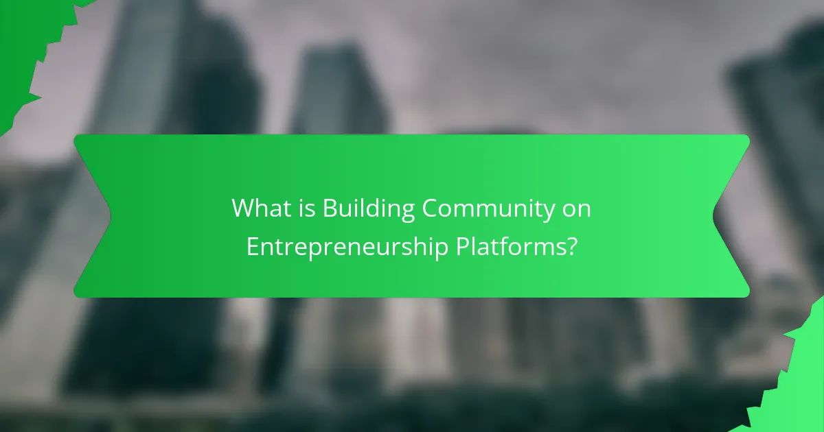 What is Building Community on Entrepreneurship Platforms?