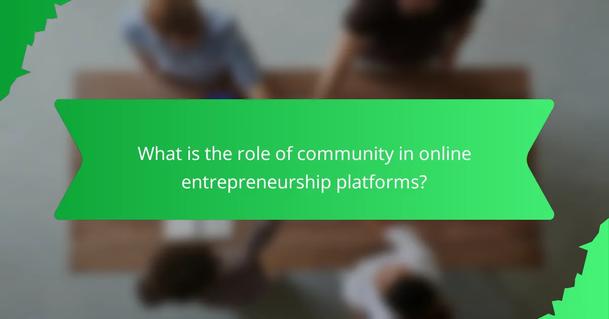 What is the role of community in online entrepreneurship platforms?