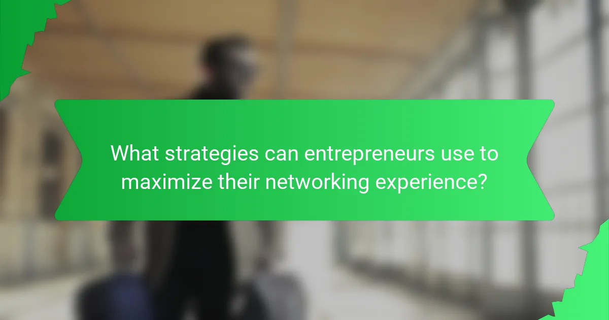 What strategies can entrepreneurs use to maximize their networking experience?